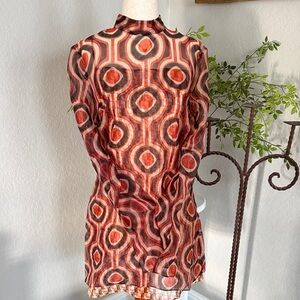 Zara Orange and Brown Geometric Mini Dress